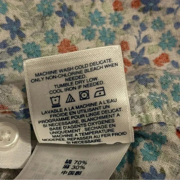 Lands’ End Women’s Floral Cotton/Linen Blend Half Button Down Long Sleeve Size M - Picture 11 of 14
